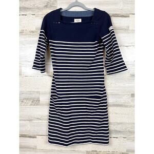 Joules Womens 4 Navy White Stripe Mariners Nautical Pocket Remy Mini Dress Beach